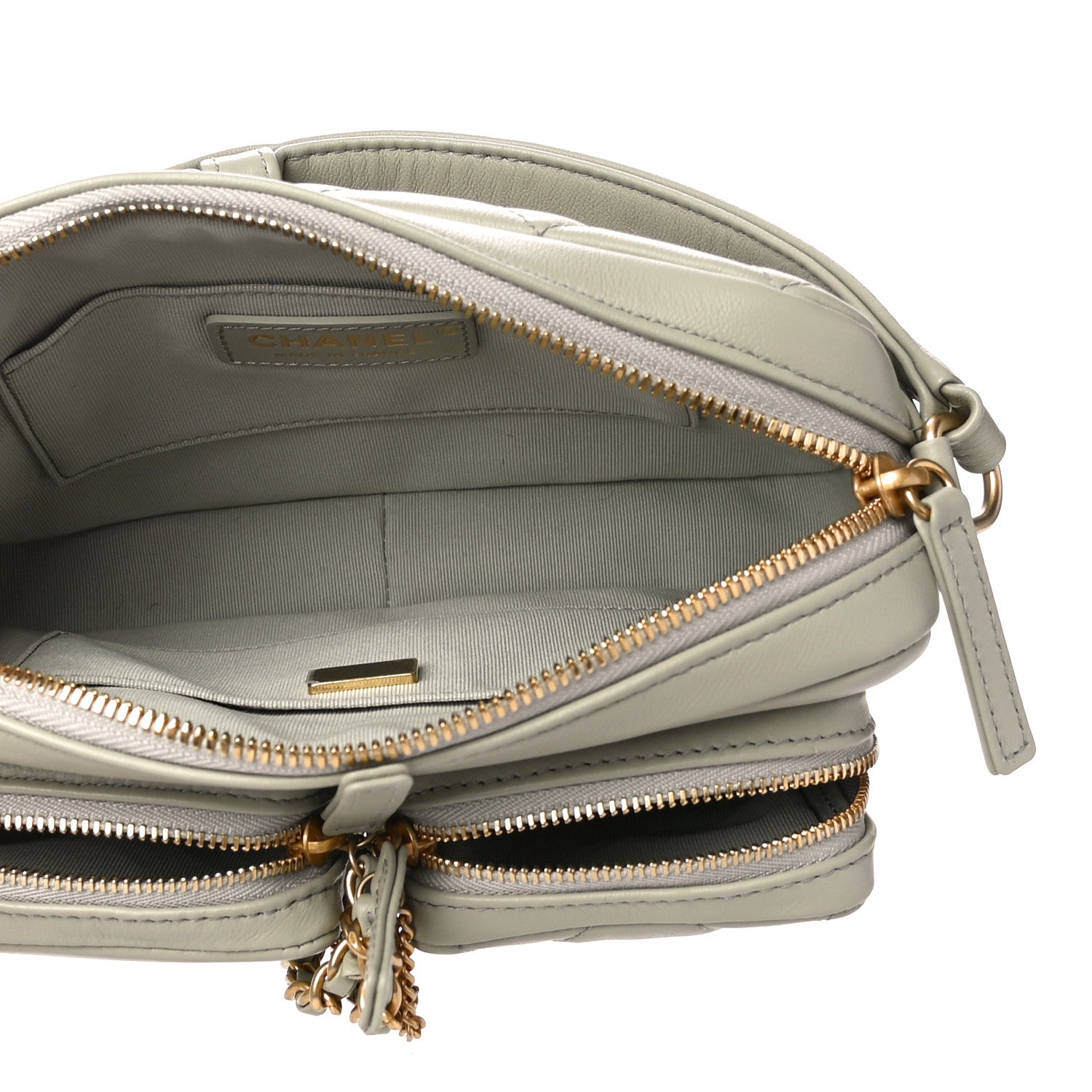 Chanel Calfskin Quilted Small Camera Case Grey 5 of 10