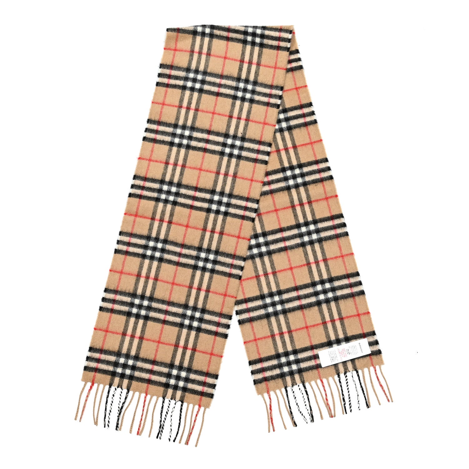 Burberry Cashmere House Check Fringe Scarf Camel 2 of 4