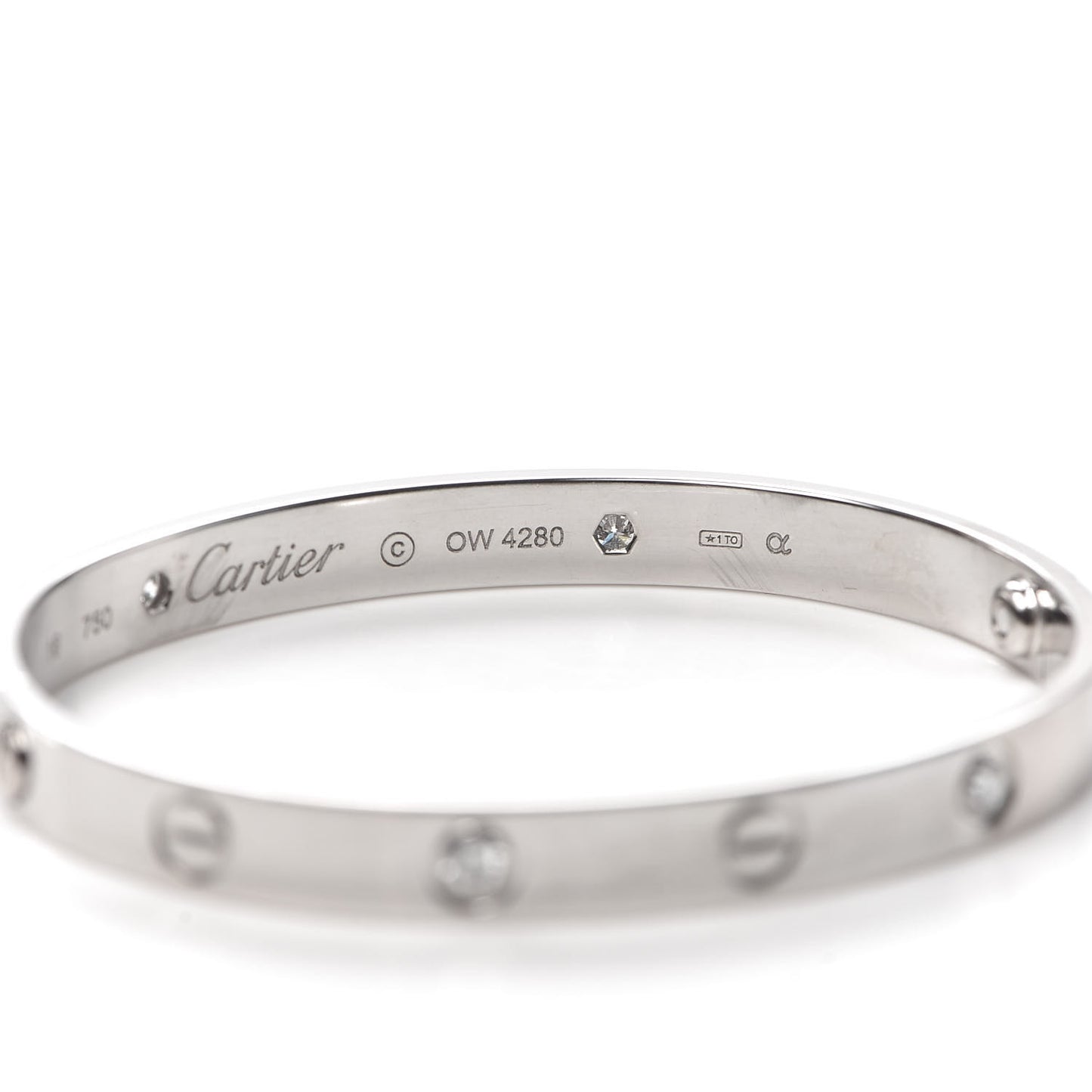 18K White Gold 4 Diamond LOVE Bracelet 16