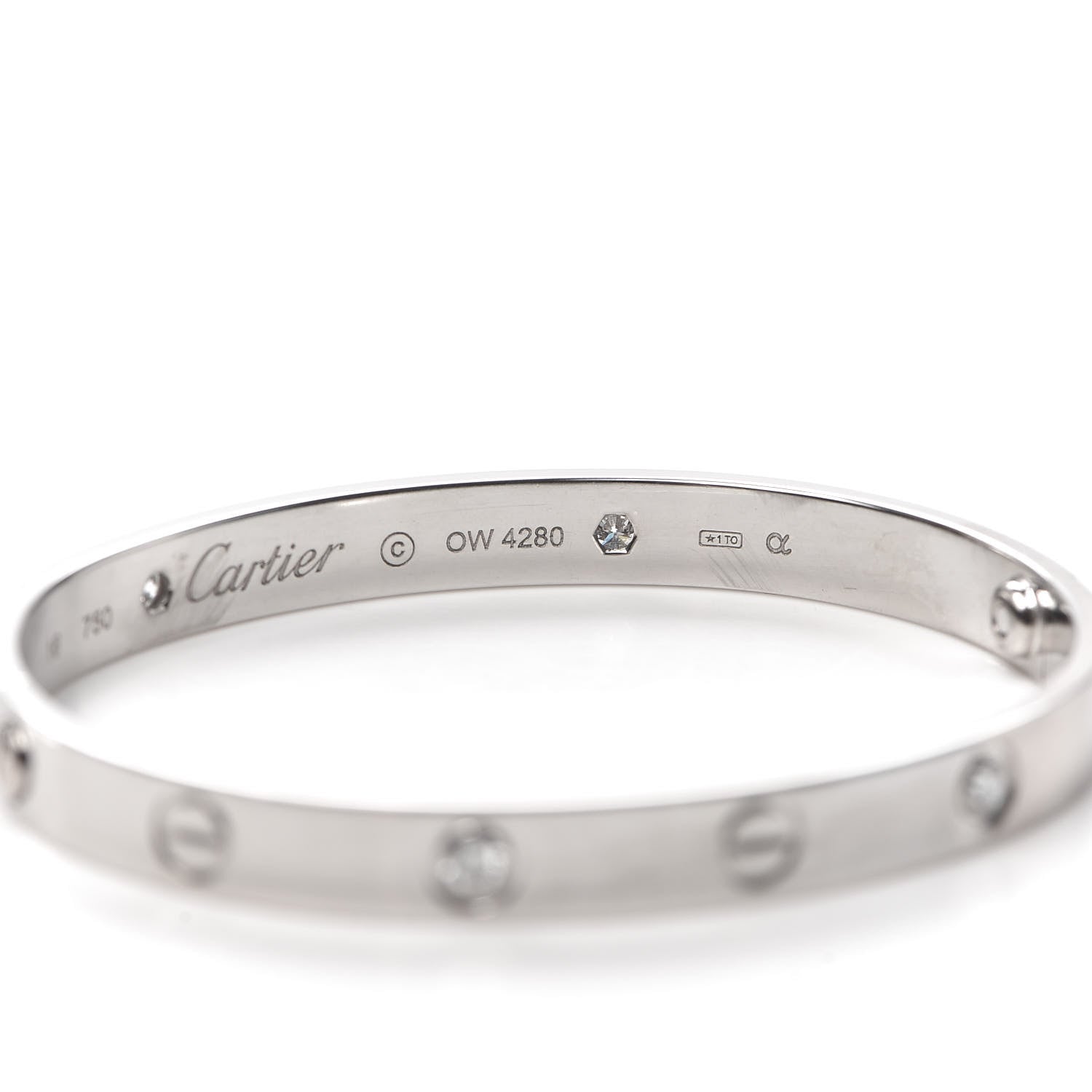 Cartier 18K White Gold 4 Diamond LOVE Bracelet 16 6 of 6