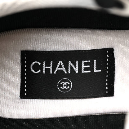 Chanel Mesh Suede Grained Calfskin Womens CC Sneakers 40 Black White 8 of 9
