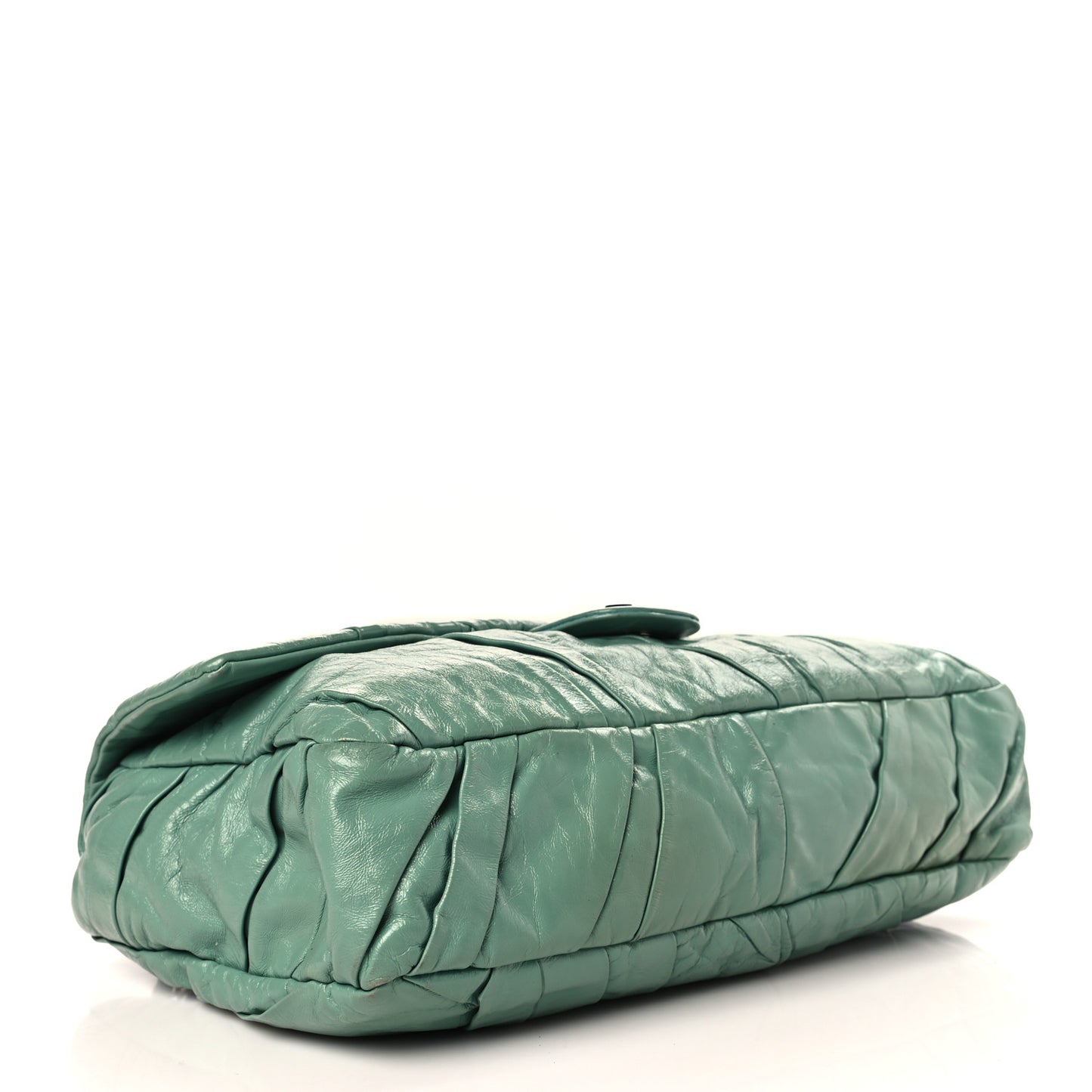 Glazed Calfskin Twisted Maxi Flap Green