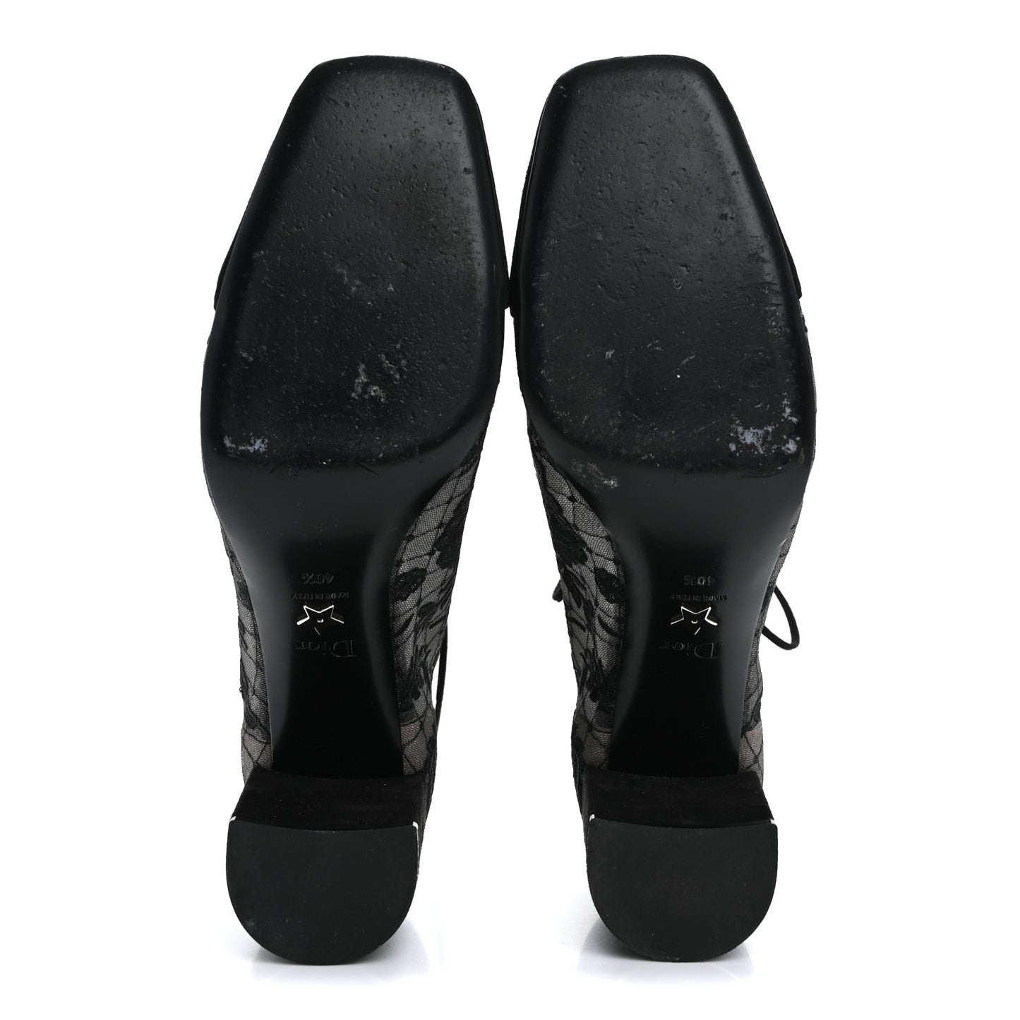 Suede Transparent Mesh Embroidered Roses Naughtily-D Heeled Lace Up Ankle Boots 40.5 Black