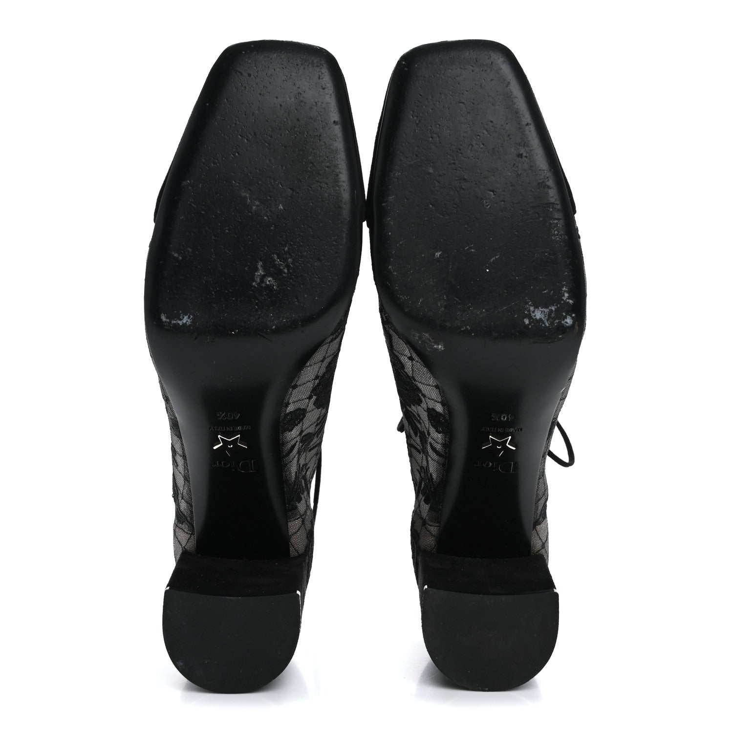 Christian Dior Suede Transparent Mesh Embroidered Roses Naughtily-D Heeled Lace Up Ankle Boots 40.5 Black 6 of 13