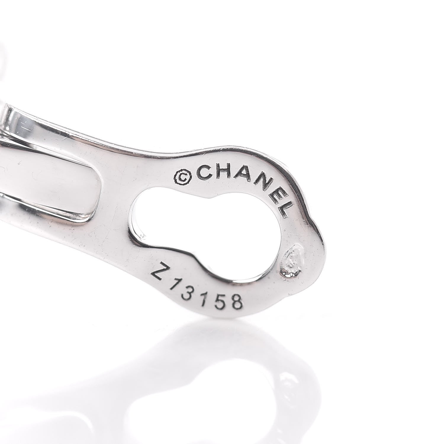 Chanel 18K White Gold Diamond Fil de Camelia Earrings 4 of 5