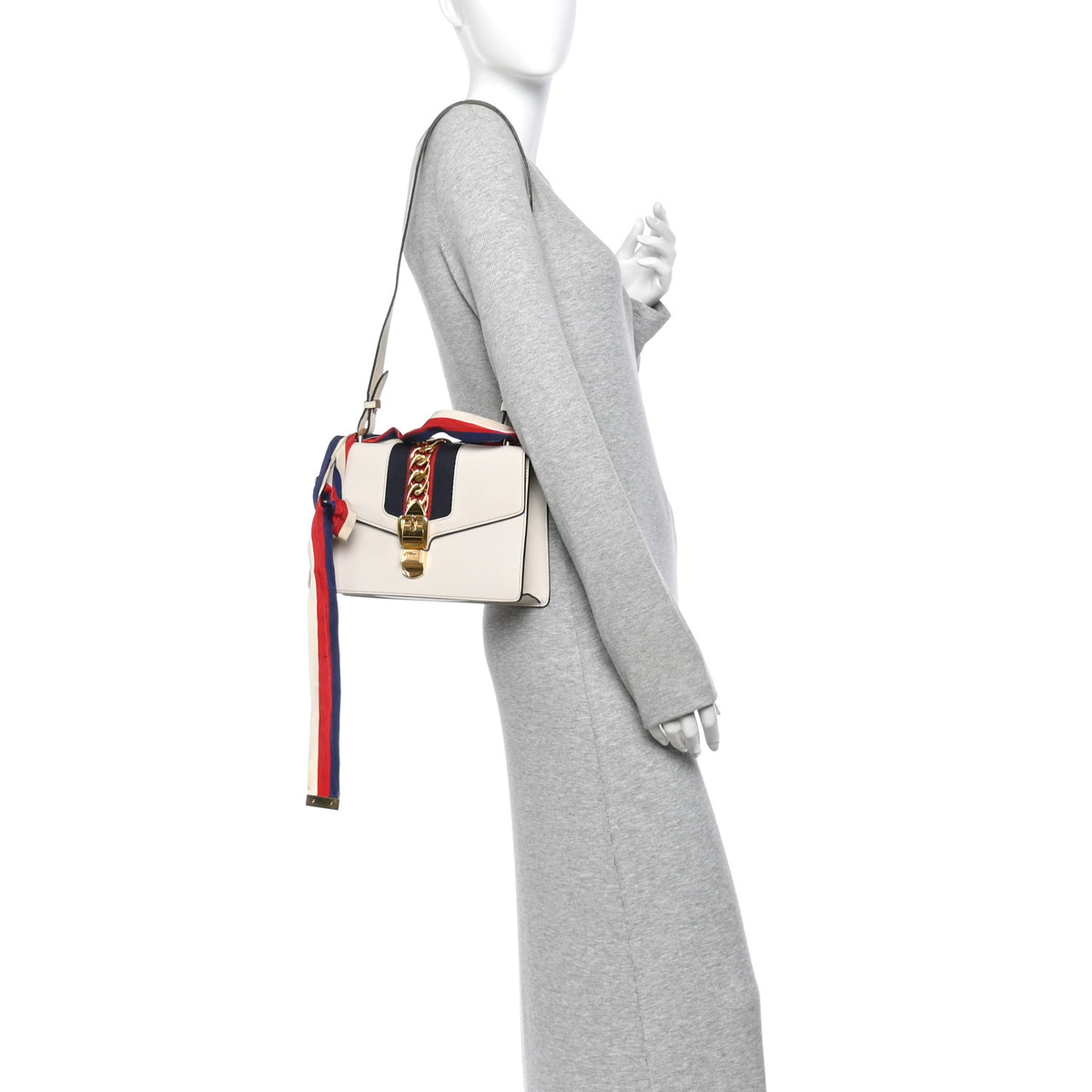 Calfskin Small Sylvie Shoulder Bag Off White