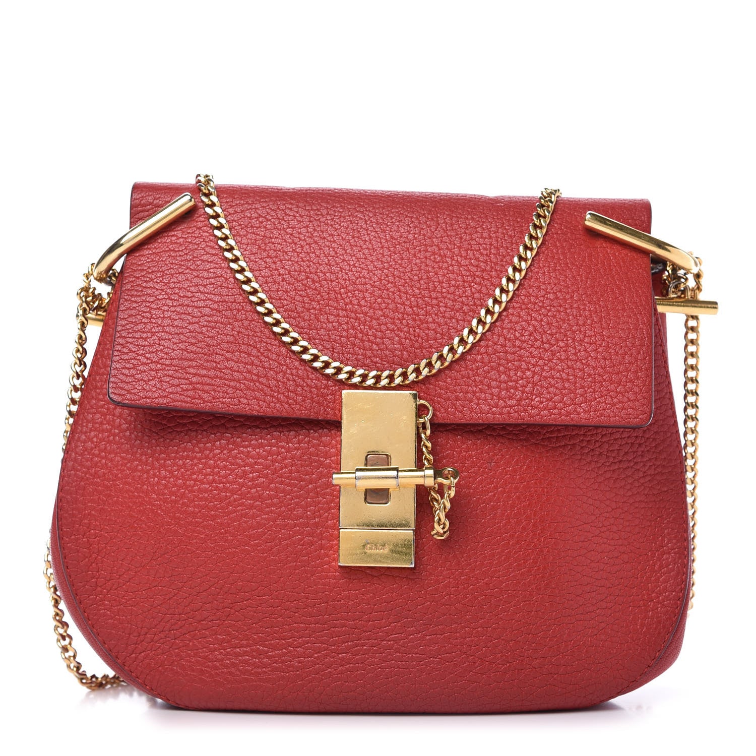 Chloe Grained Lambskin Drew Shoulder Bag Plaid Red 1 of 13