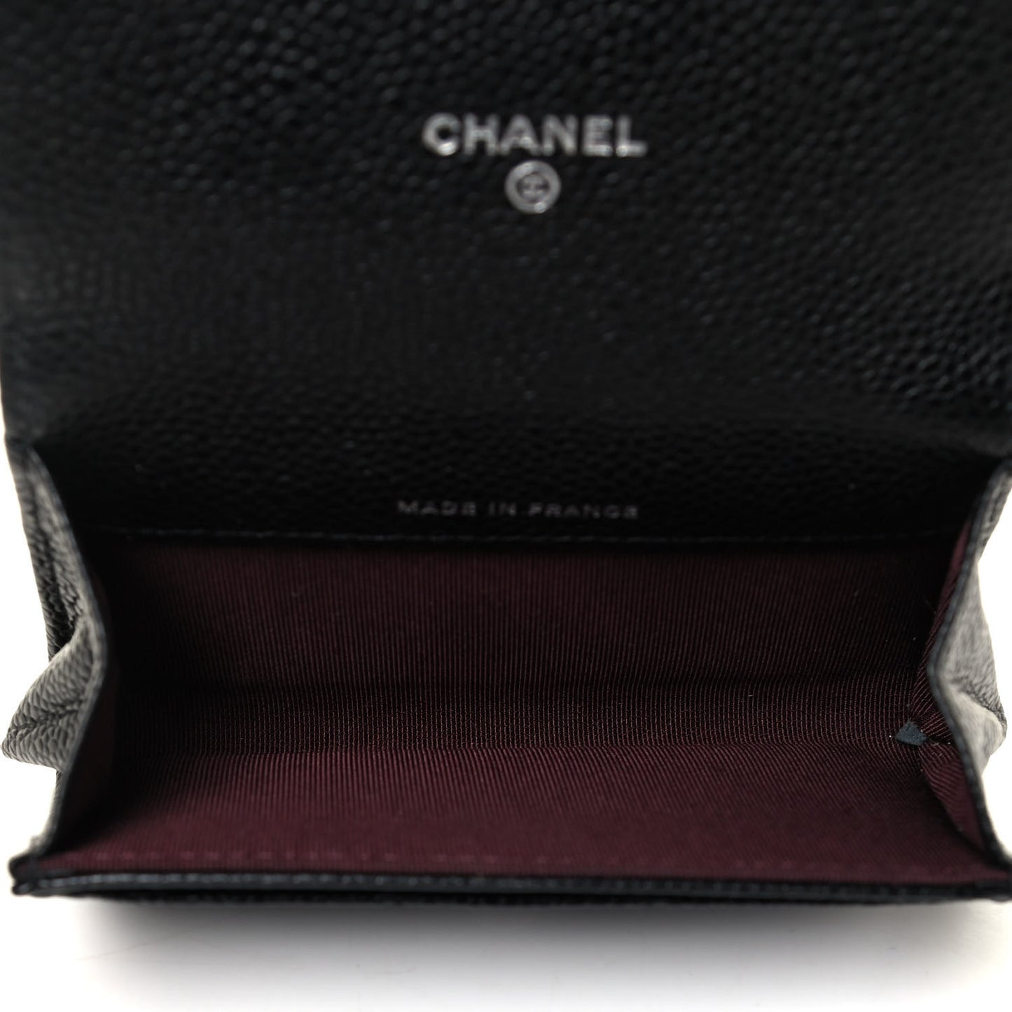 Caviar Quilted Flap Card Holder Wallet Black