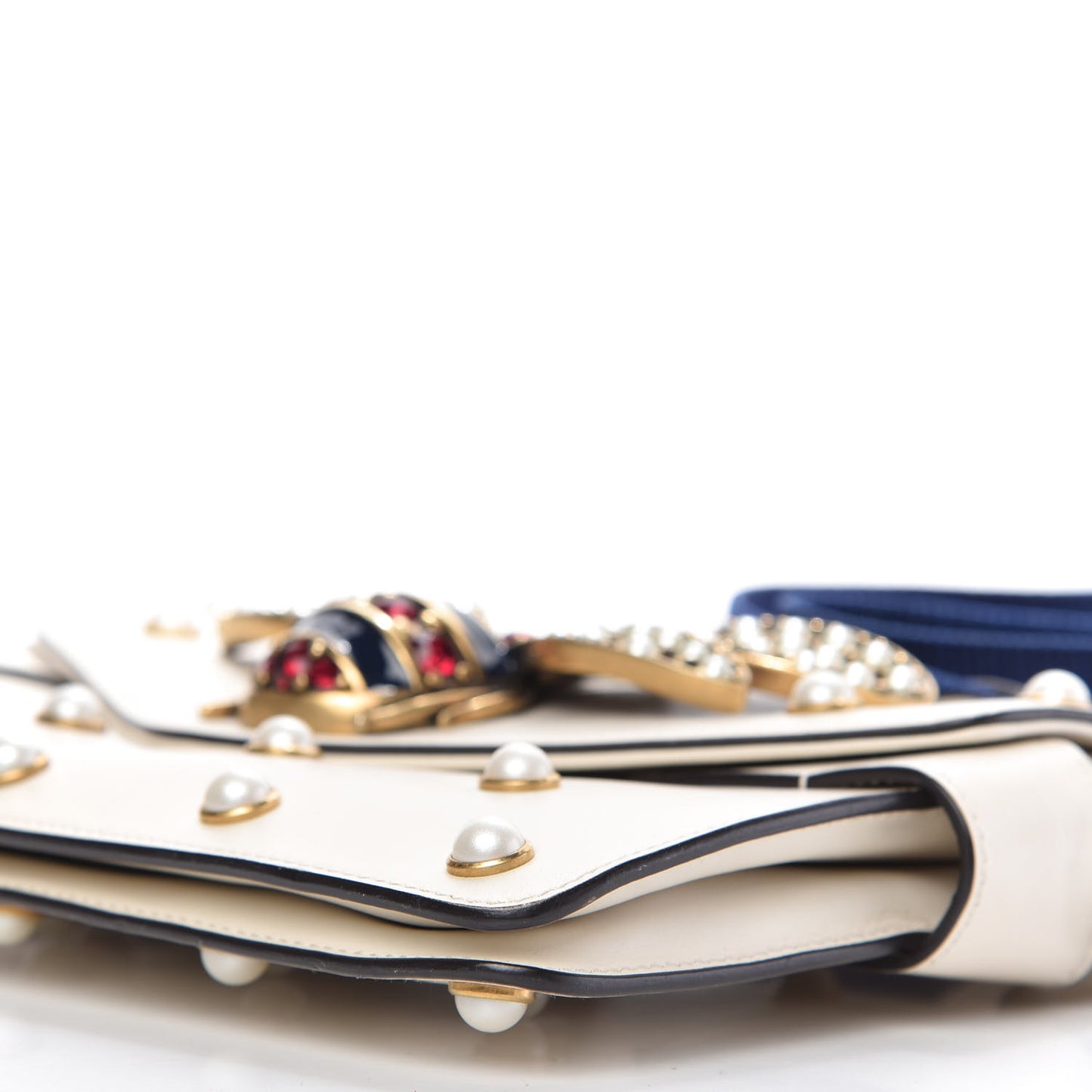 Nappa Pearl Studded Mini Queen Margaret Broadway Shoulder Bag Mystic White