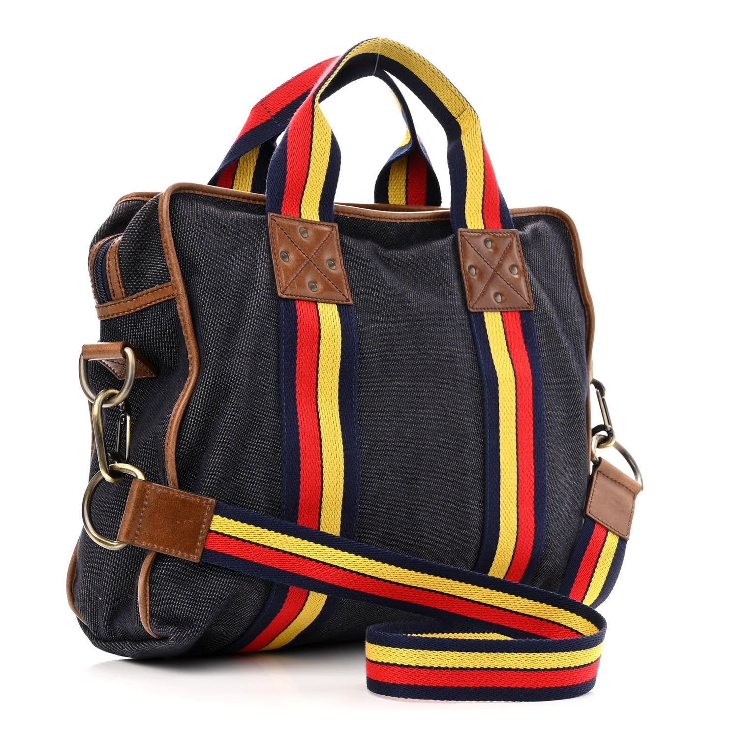 Fendi Denim Vitello Patchwork Convertible Tote Bag Blue Multicolor 3 of 9