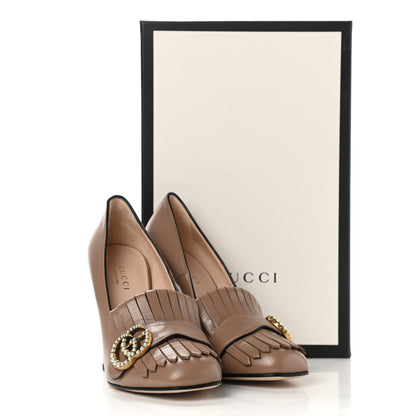 Gucci Malaga Kid Pearly GG Marmont Fringe 105mm Loafer Pumps 35.5 Porcelain Rose 11 of 11