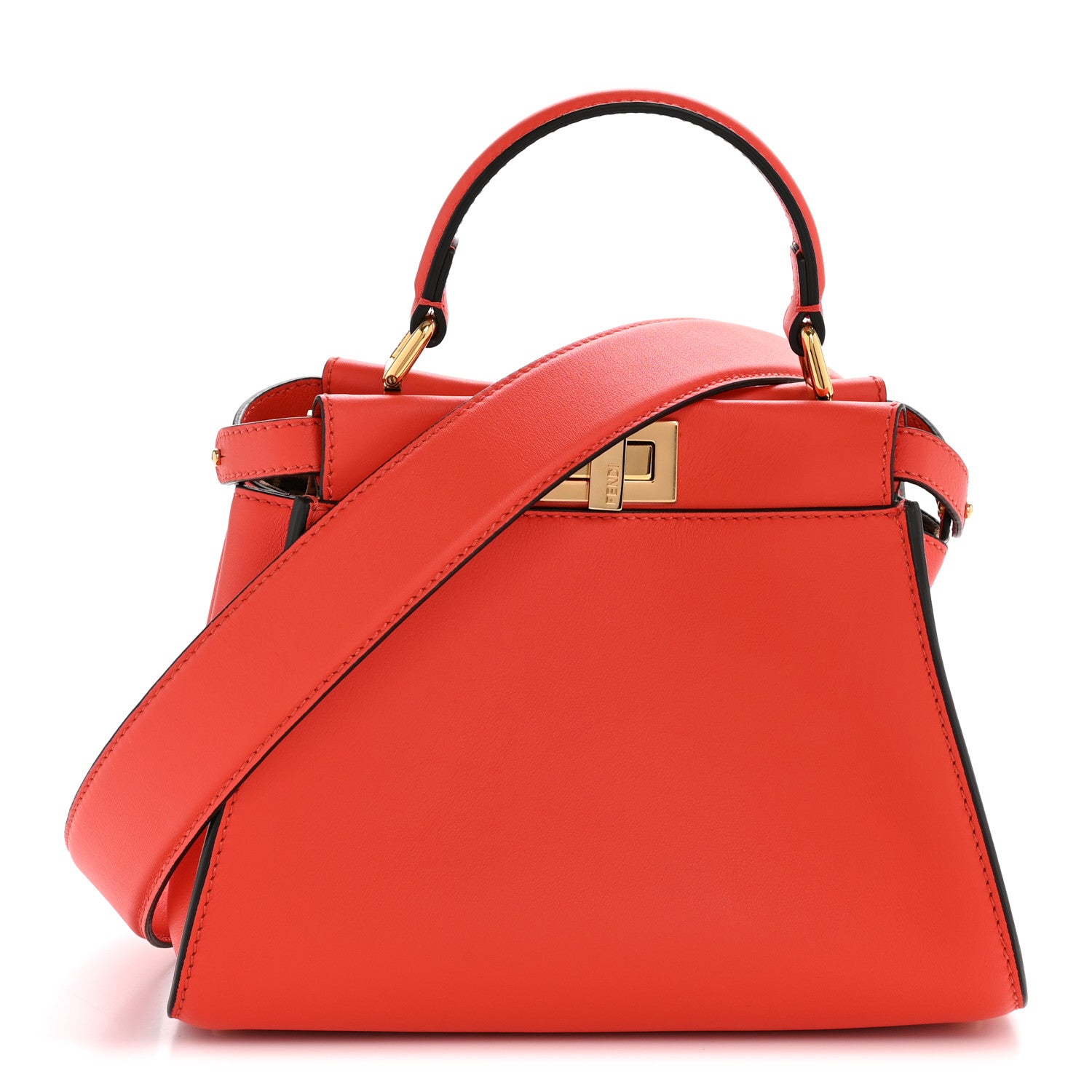 Fendi Vitello Seta Suede FF Mini Peekaboo Iconic Satchel Tulipano Miele Moro 1 of 12