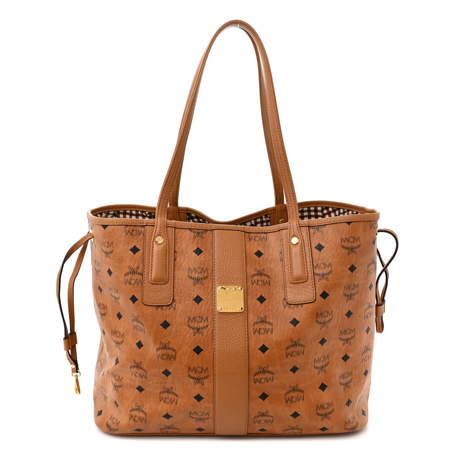 MCM Visetos Medium Liz Reversible Shopper Tote Cognac 1 of 17
