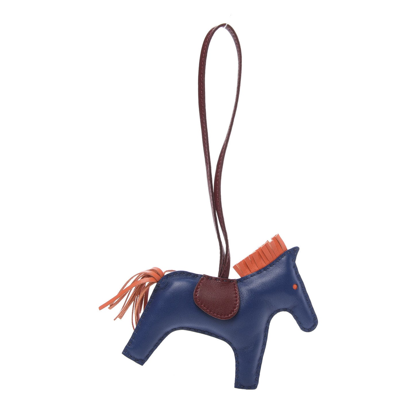 Milo Lambskin Grigri Rodeo Horse Bag Charm MM Bleu de Malte Rouge H Peony