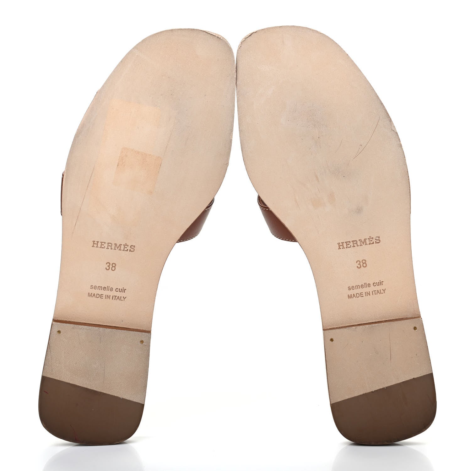 Hermes Box Calfskin Oran Sandals 38 Gold 5 of 10