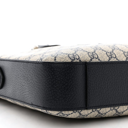 Gucci GG Supreme Monogram Textured Dollar Calfskin Web Retro Interlocking G Business Case Beige Blue 9 of 13