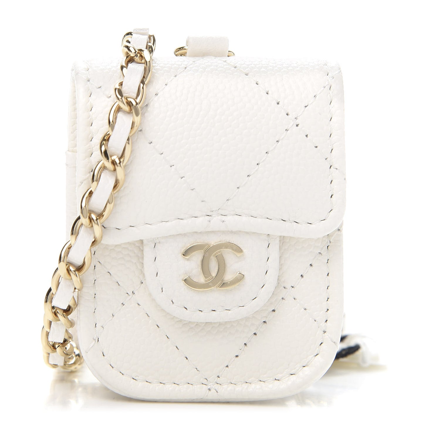 Caviar Quilted Airpods Case White
