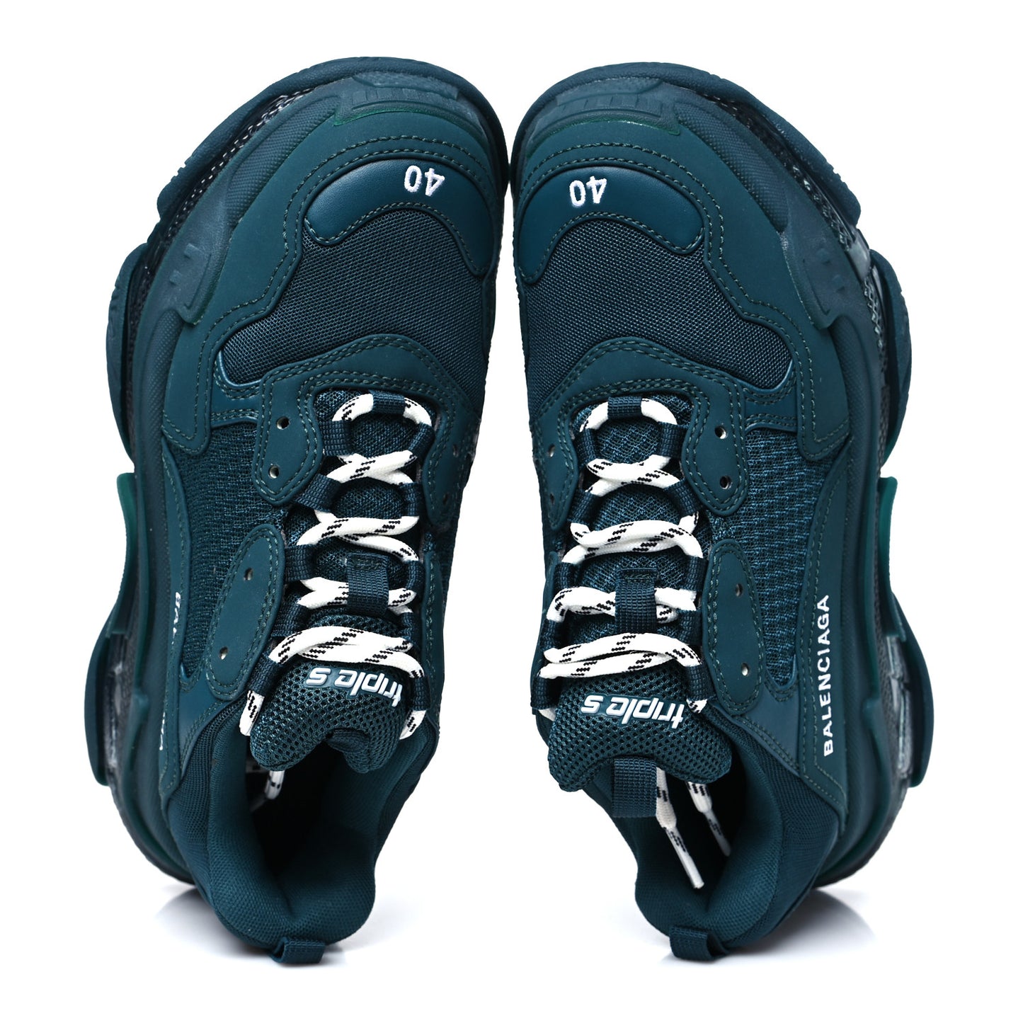 Fabric Mesh Clear Sole Fluo Mens Triple S Sneakers 40 Dark Green