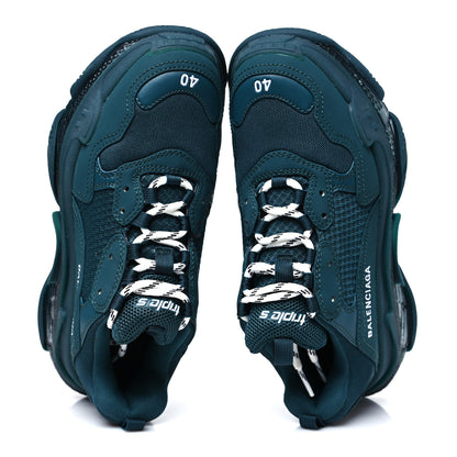 Balenciaga Fabric Mesh Clear Sole Fluo Mens Triple S Sneakers 40 Dark Green 2 of 8