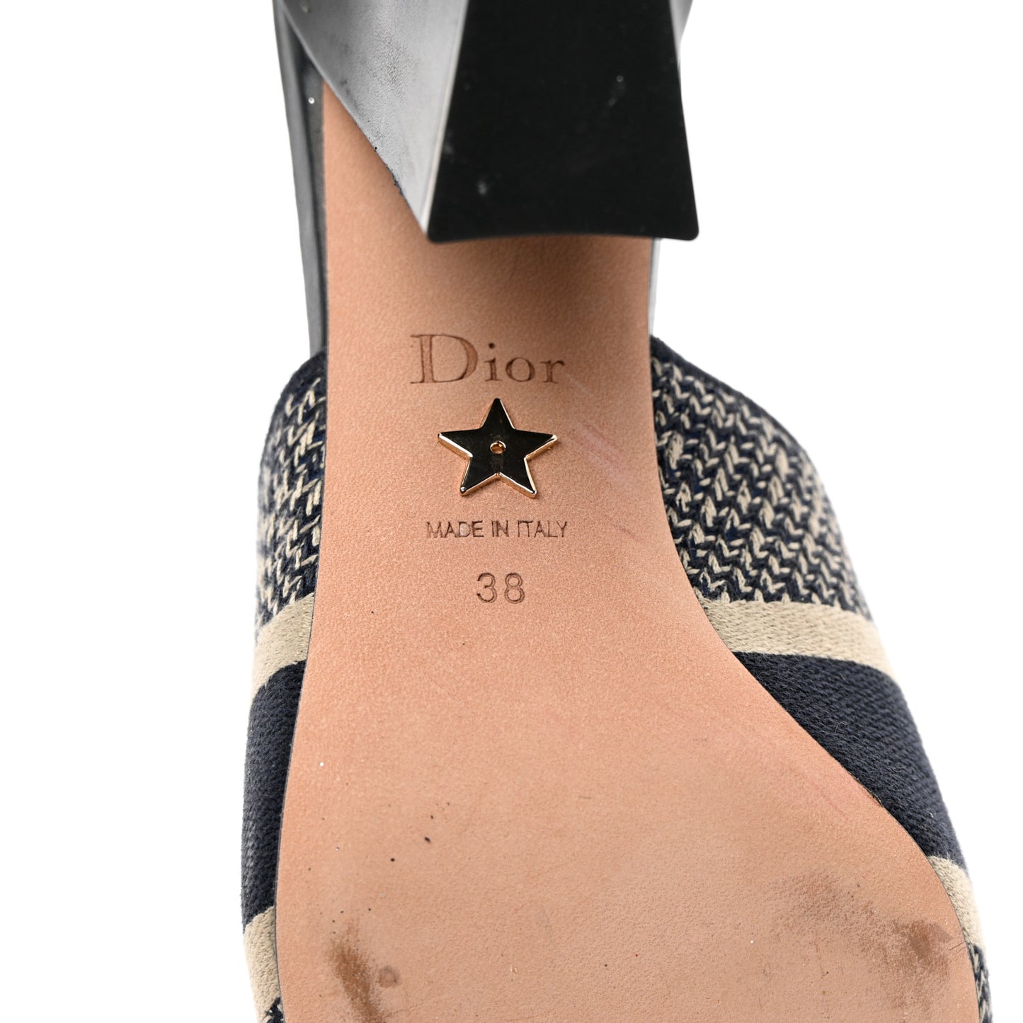 Cotton Embroidered Dway 85mm Slide Sandals 38 Deep Blue