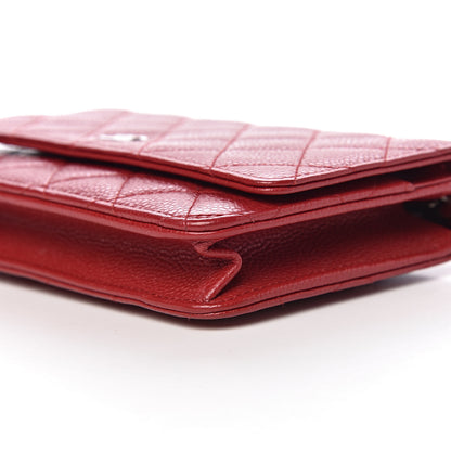 Chanel Caviar Quilted Wallet on Chain WOC Red 10 of 11
