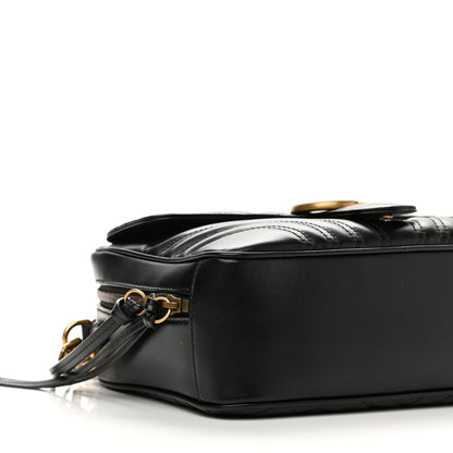 Gucci Calfskin Matelasse Sylvie Web Small GG Marmont Top Handle Shoulder Bag Black 9 of 11