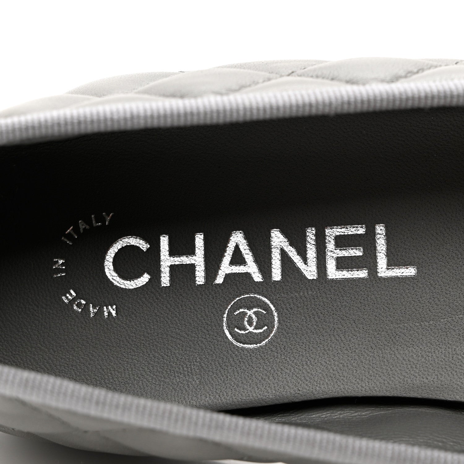 Chanel Crumpled Lambskin Quilted CC Ballerina Flats 39 Grey 7 of 8