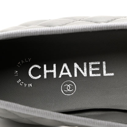 Chanel Crumpled Lambskin Quilted CC Ballerina Flats 39 Grey 7 of 8