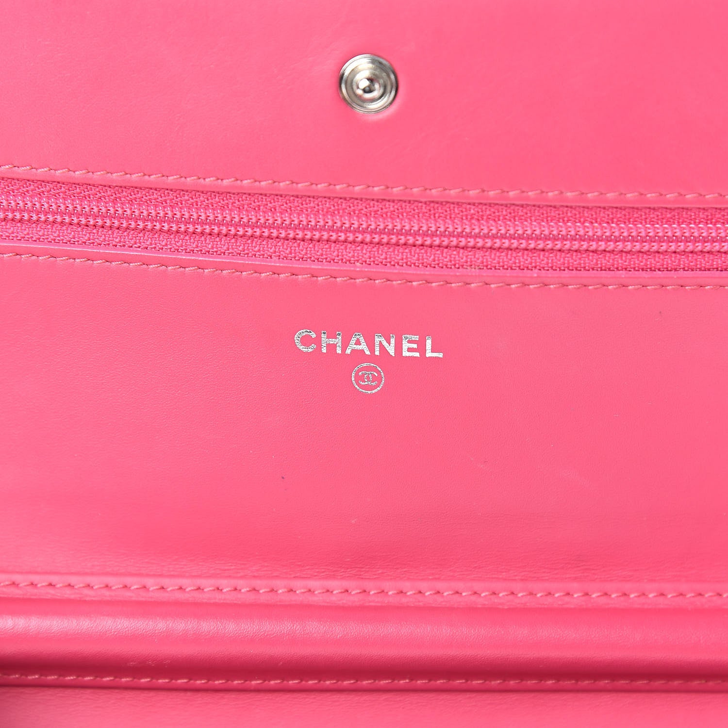 Chanel Patent Quilted Wallet On Chain WOC Fuchsia 6 of 12