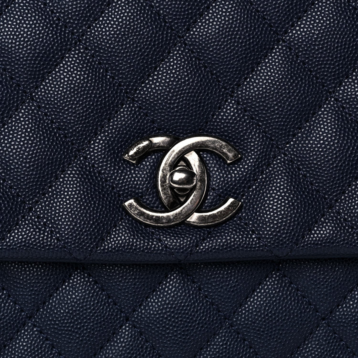 Chanel Caviar Lizard Quilted Medium Coco Handle Flap Navy 8 of 13