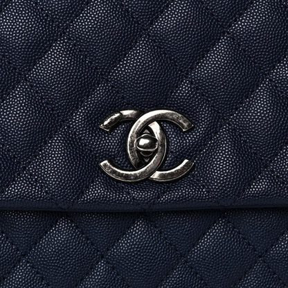 Chanel Caviar Lizard Quilted Medium Coco Handle Flap Navy 8 of 13