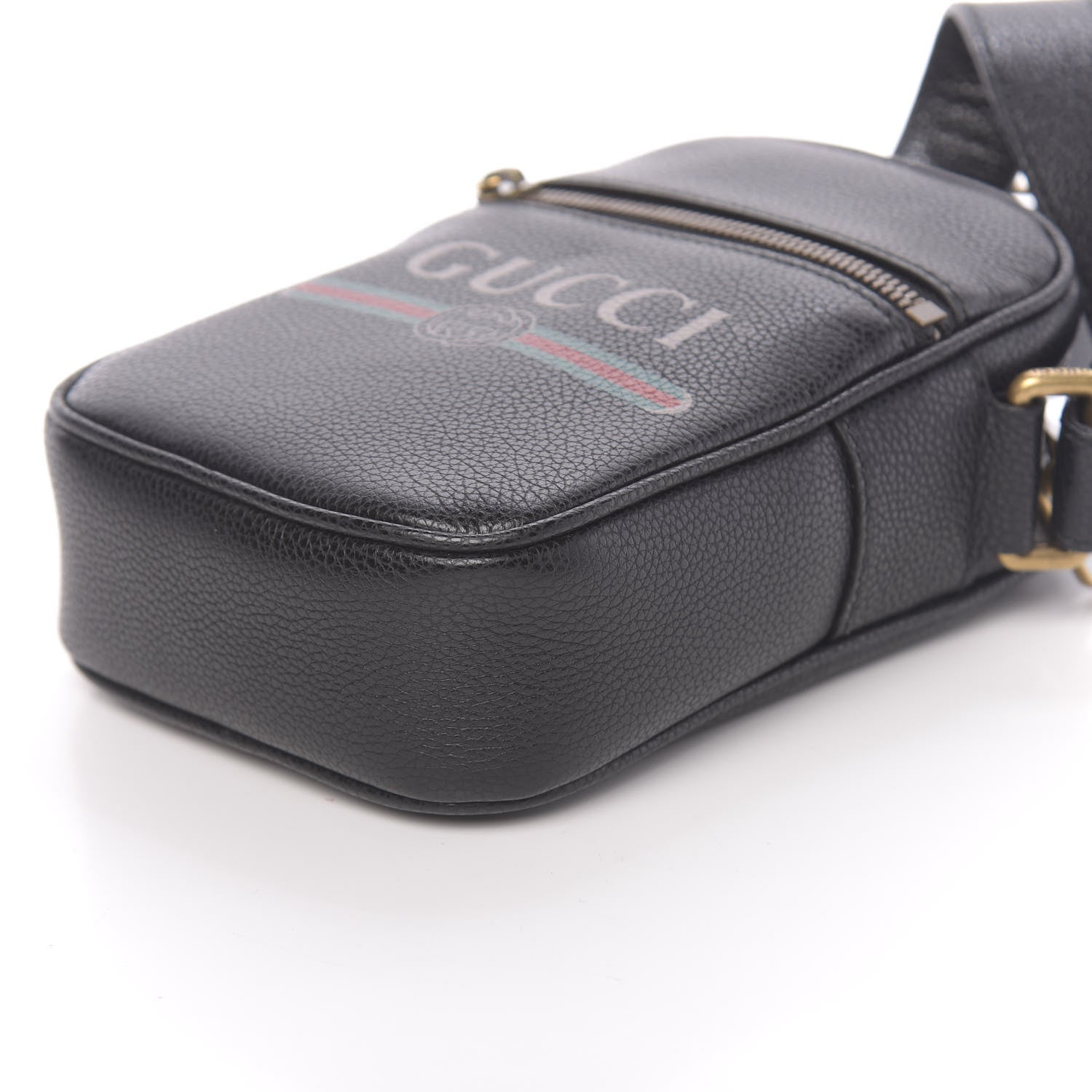 Gucci Grained Calfskin Mini Logo Messenger Bag Black 9 of 10