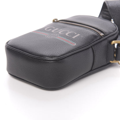 Gucci Grained Calfskin Mini Logo Messenger Bag Black 9 of 10