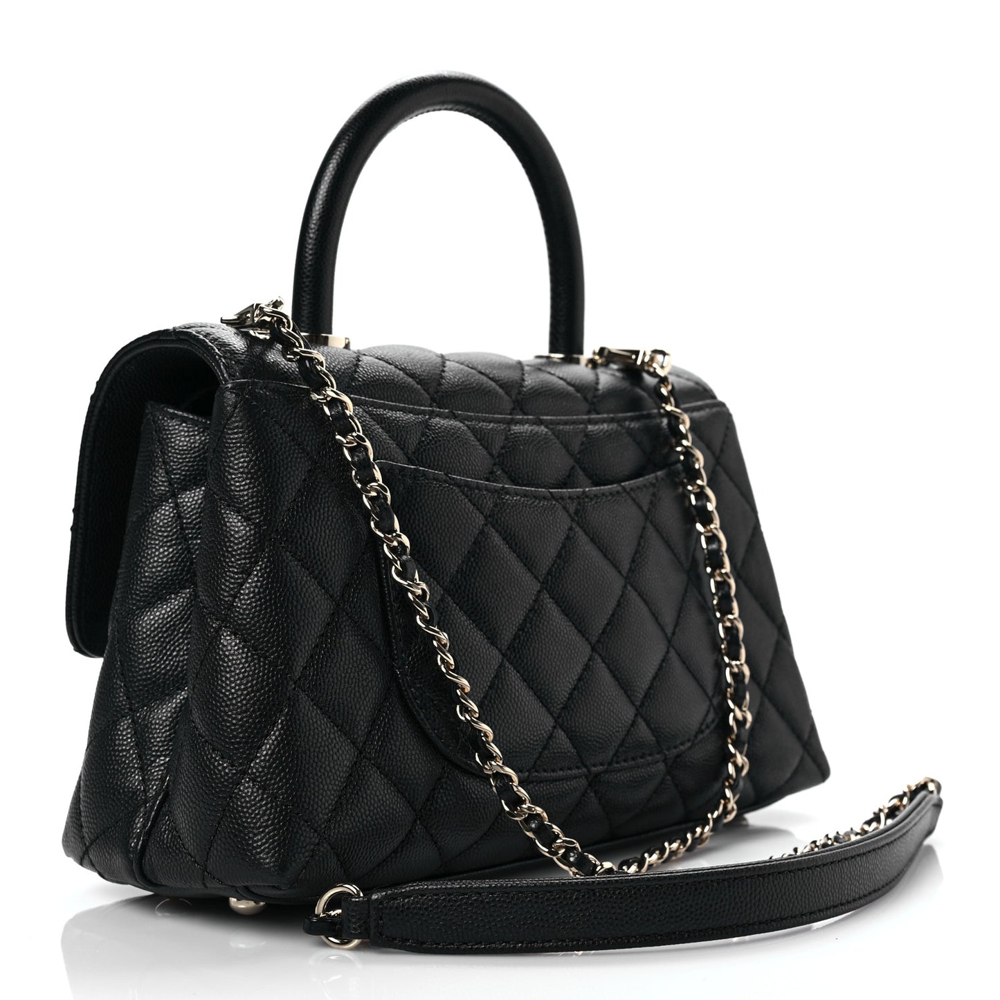 Caviar Quilted Mini Coco Handle Flap Black