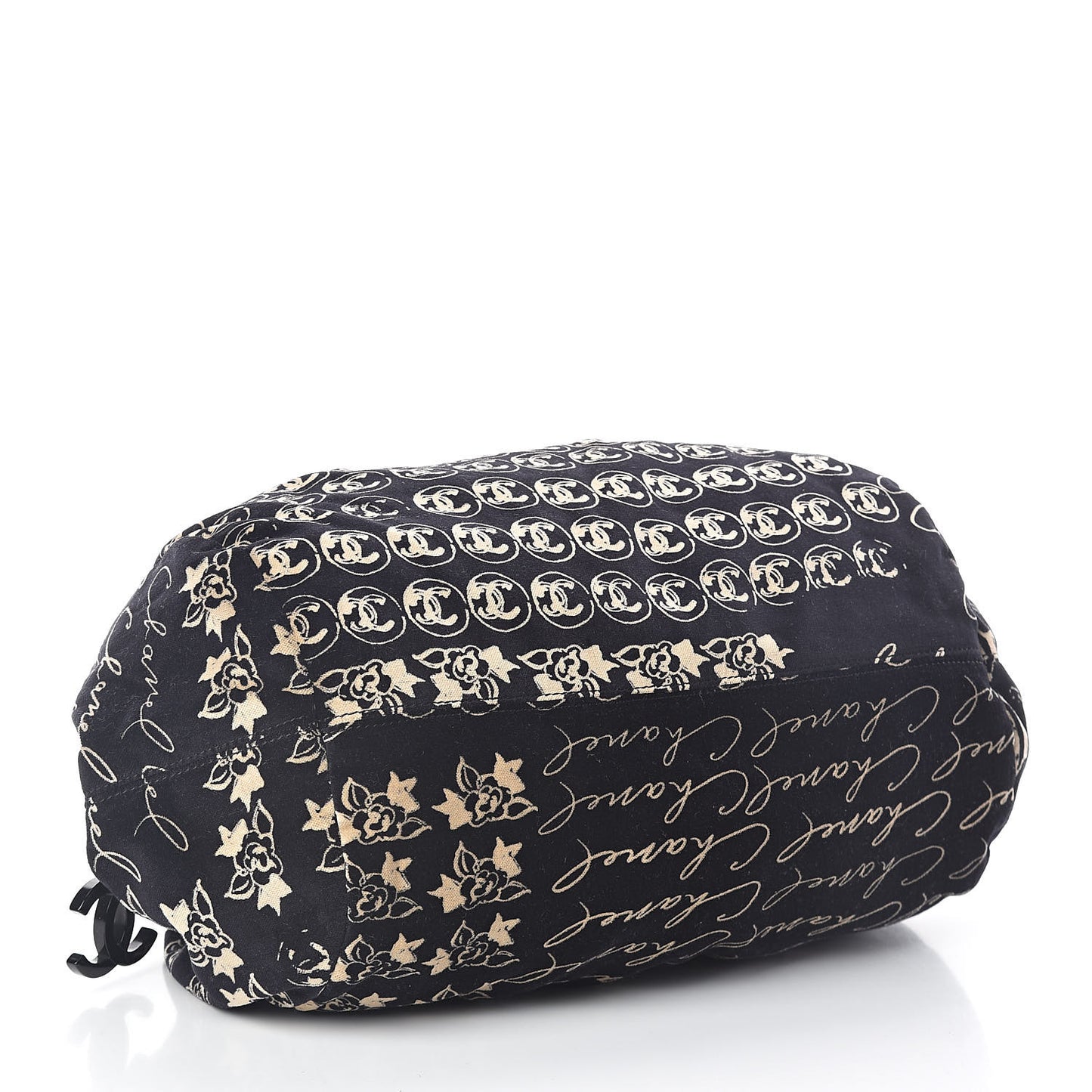 Velvet Camellia Flower Print Tote Black
