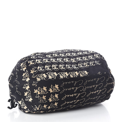 Chanel Velvet Camellia Flower Print Tote Black 4 of 10