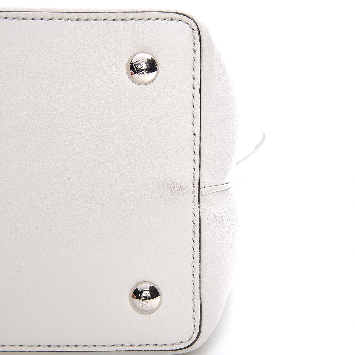 Fendi Calfskin PVC Flower Studs Petite 2Jours Tote White Ice Multicolor 10 of 11