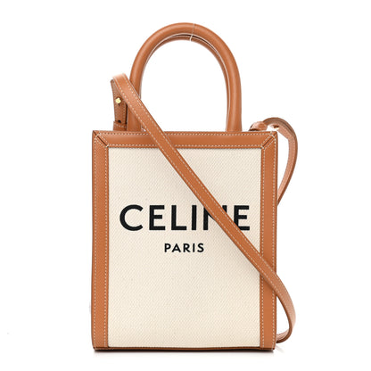 Celine Canvas Calfskin Mini Vertical Cabas Natural Tan 1 of 11