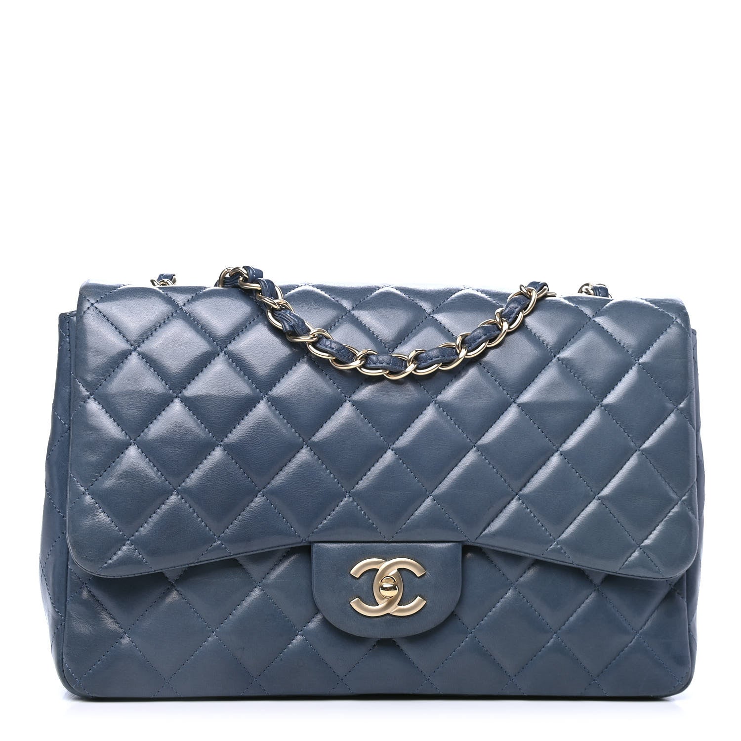 Chanel Lambskin Quilted Jumbo Single Flap Light Blue 1 of 5