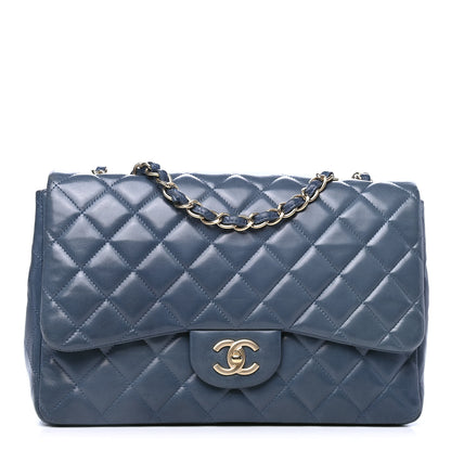 Chanel Lambskin Quilted Jumbo Single Flap Light Blue 1 of 15