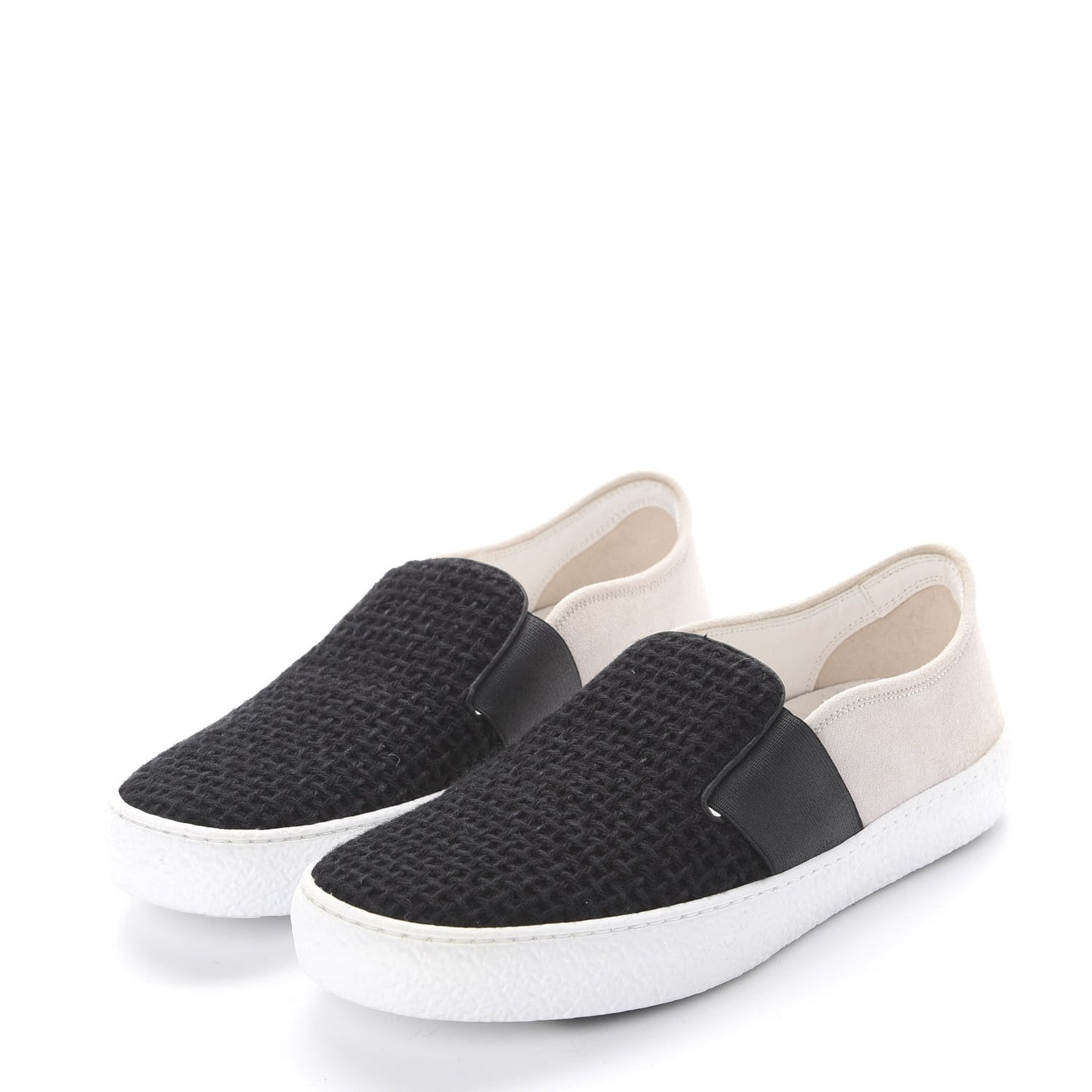 Suede Calfskin Tweed Sneakers 38.5 Black White