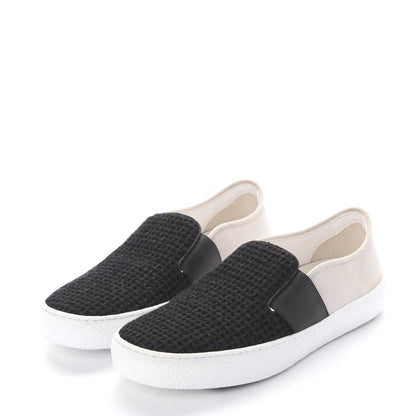 Chanel Suede Calfskin Tweed Sneakers 38.5 Black White 3 of 10