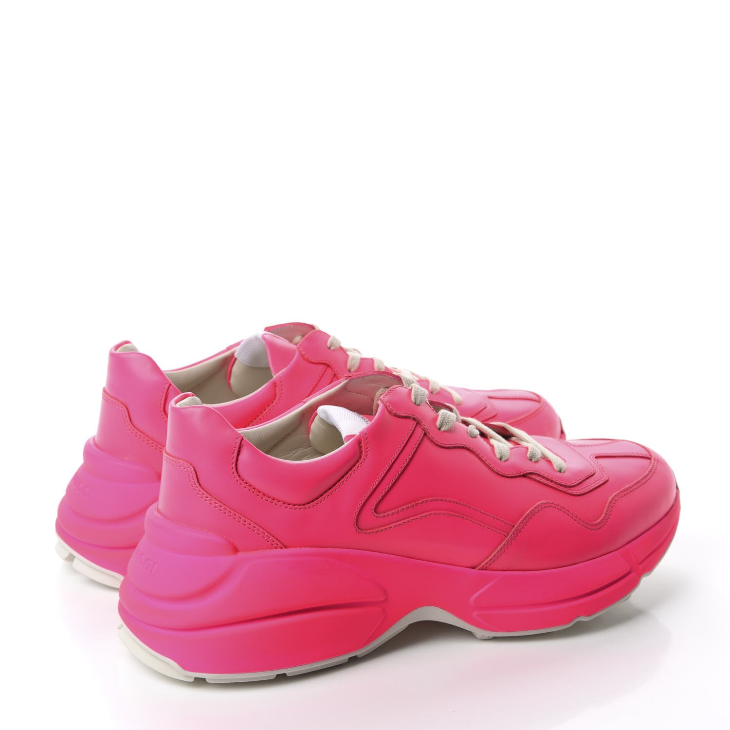 Gucci Calfskin Mens Rhyton Sneakers 10.5 Fuxia Fluo 4 of 10