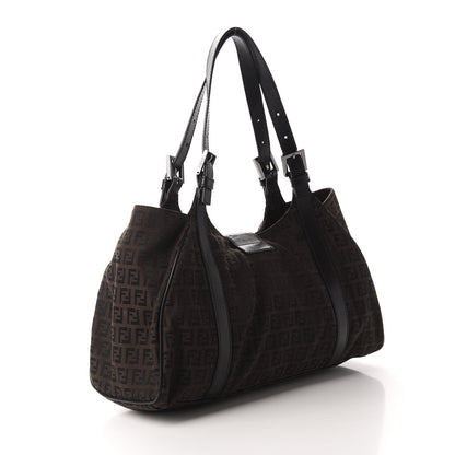 Fendi Zucchino Shoulder Bag Dark Brown 3 of 11