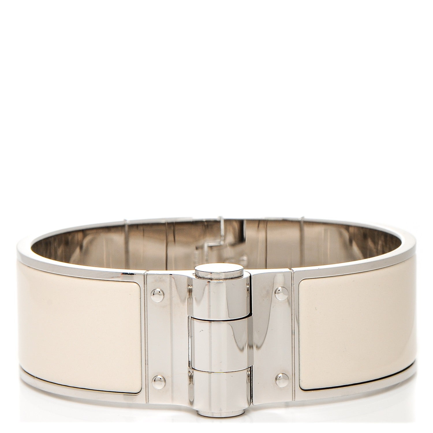 Hermes Enamel Wide Hinged Bracelet M Pannacotta 1 of 7