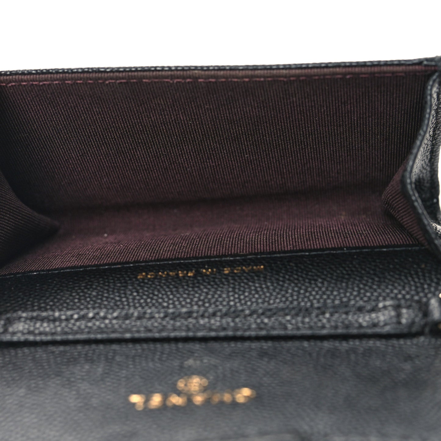 Caviar Quilted Flap Card Holder On Chain Black