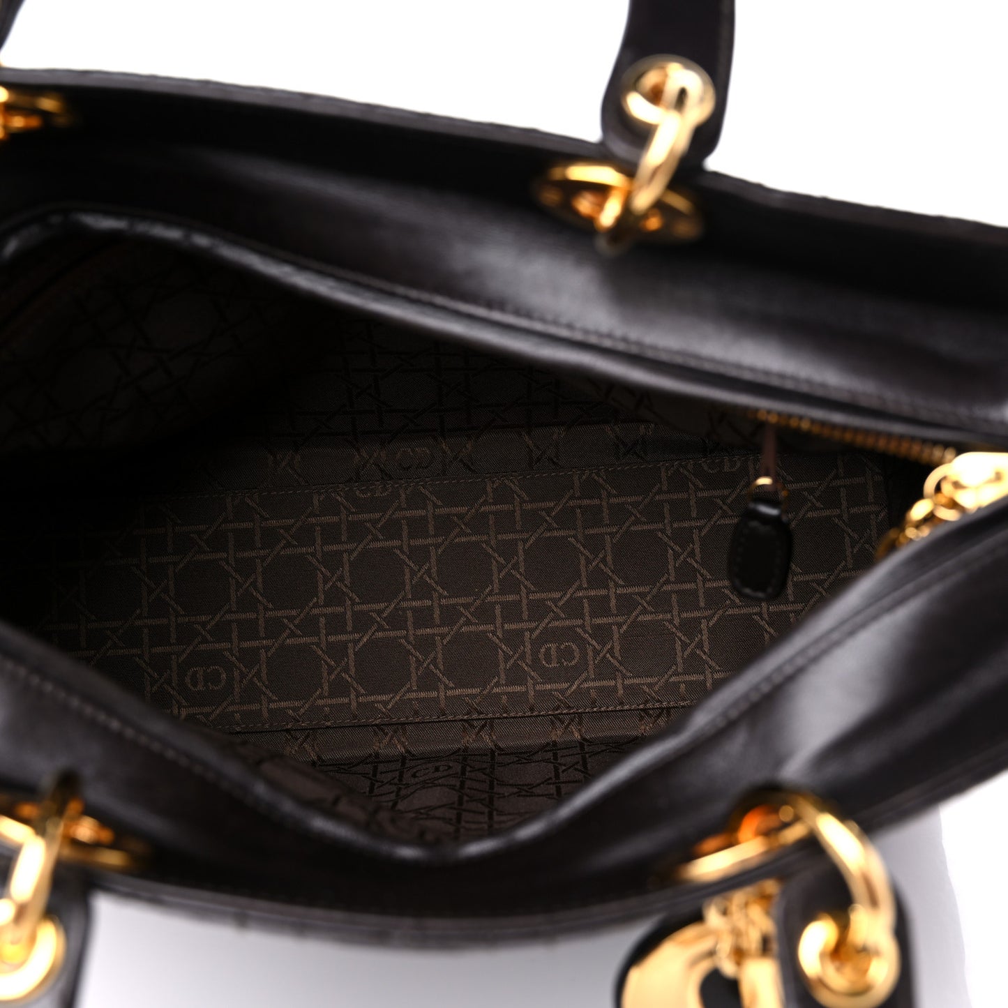 Lambskin Cannage Large Lady Dior Dark Brown