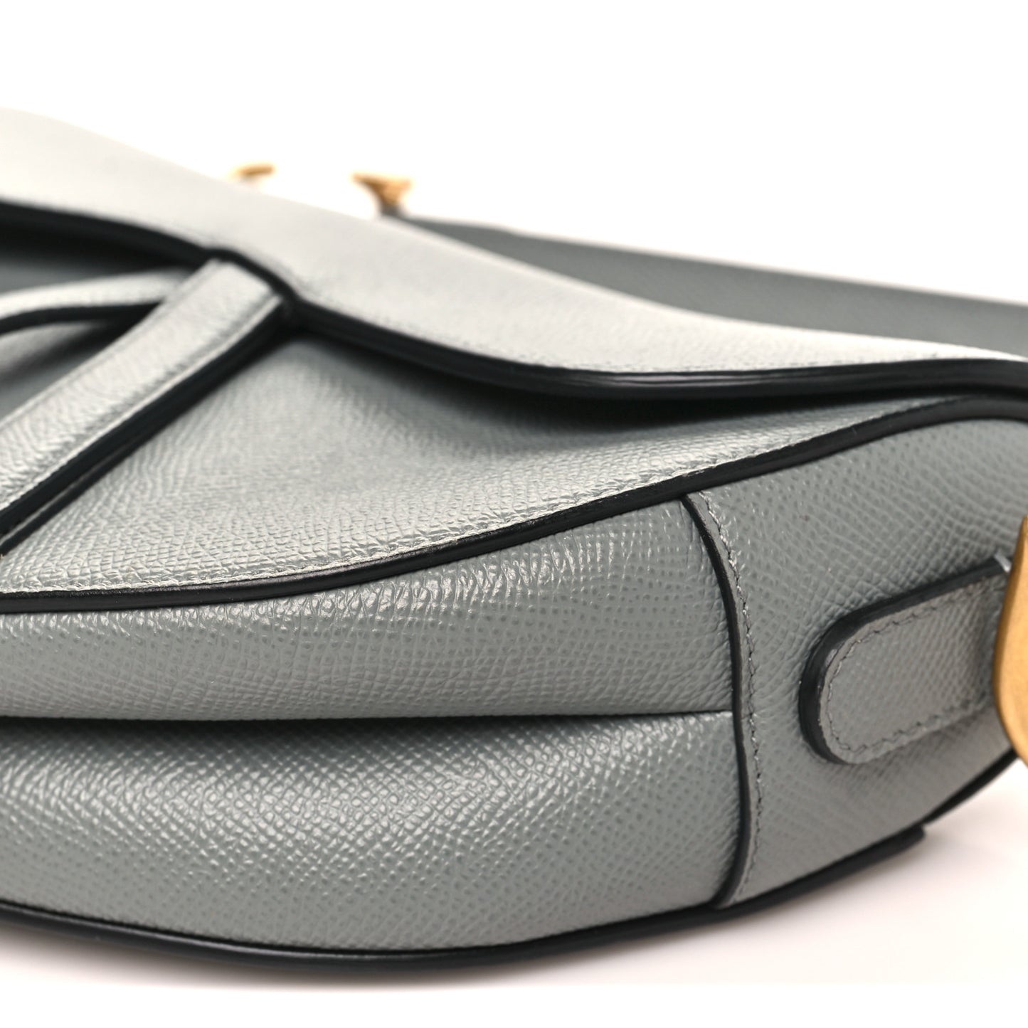 Grained Calfskin Saddle Bag Grey Stone