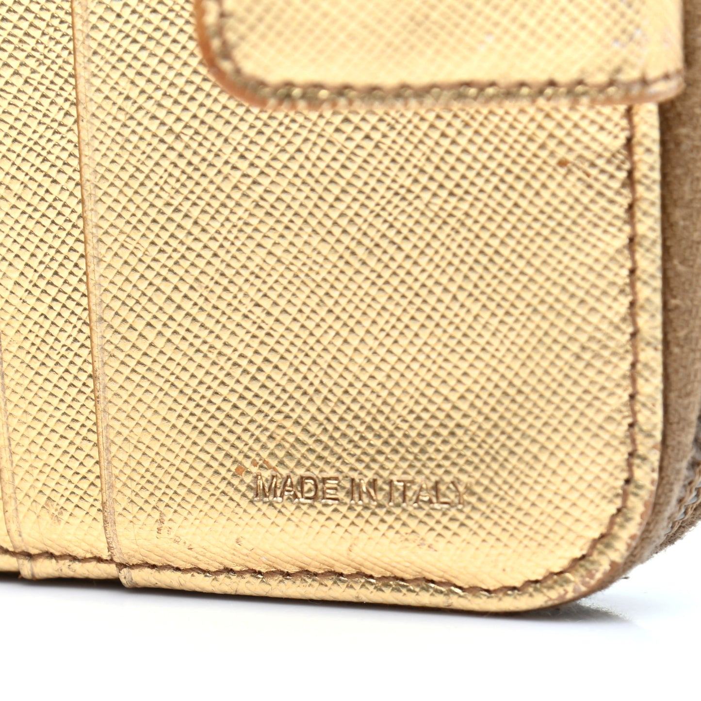 Metallic Saffiano Compact Zip Around Wallet Gold