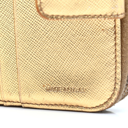 Prada Metallic Saffiano Compact Zip Around Wallet Gold 13 of 26